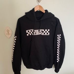 Black checkered vibes hoodie that looks like vans